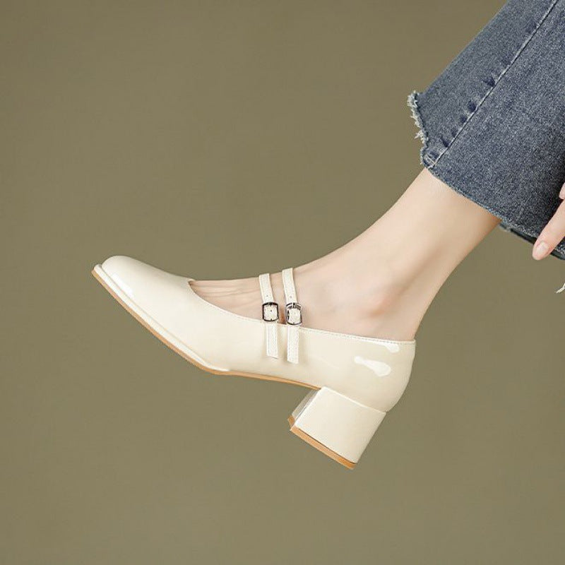 Dames Sandalen met Hak - Dubbele Bandjes en Blokhak