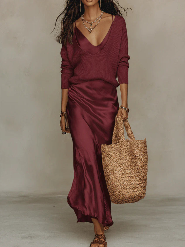 Dames Slip Maxi Jurk - V-hals met Spaghettibandjes