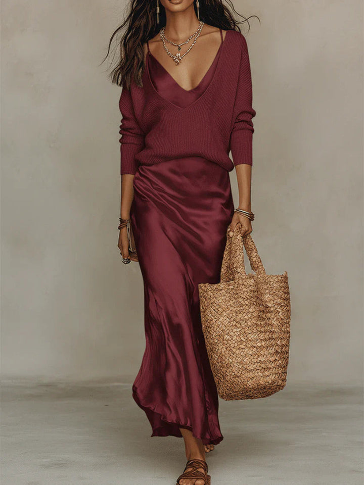 Dames Slip Maxi Jurk - V-hals met Spaghettibandjes