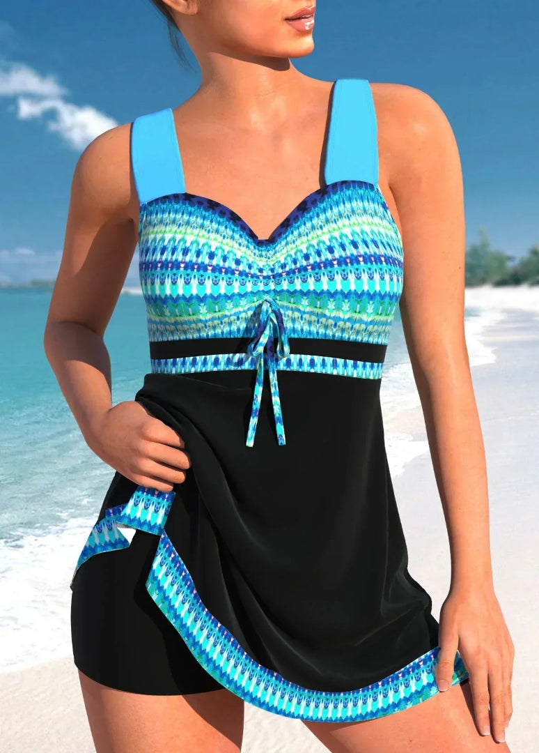 Dames Tankini Tweedelige Badpakset - Bedrukte Tanktop met Slip