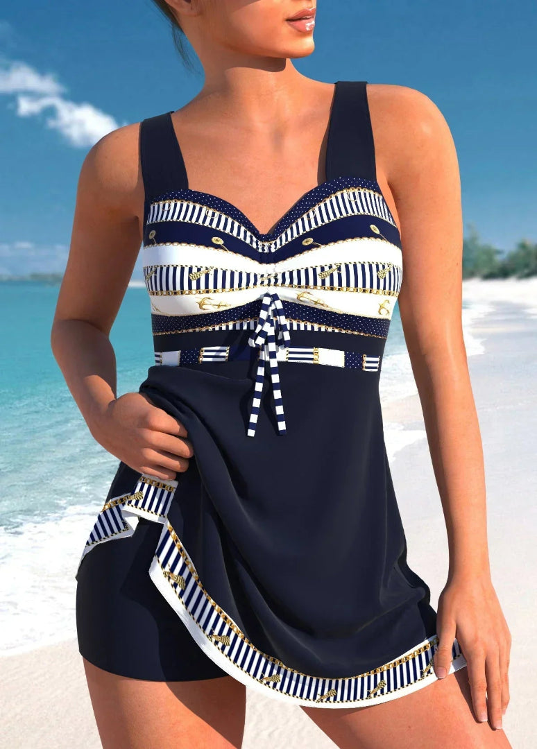 Dames Tankini Tweedelige Badpakset - Bedrukte Tanktop met Slip