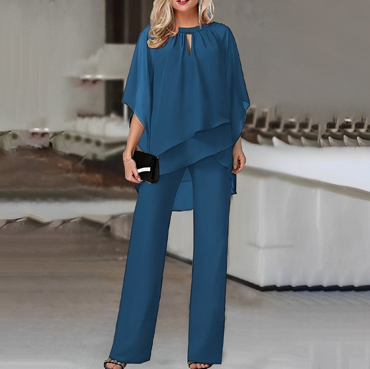 Dames Tweedelige Broekset - Chiffon Top met Wijde Broek