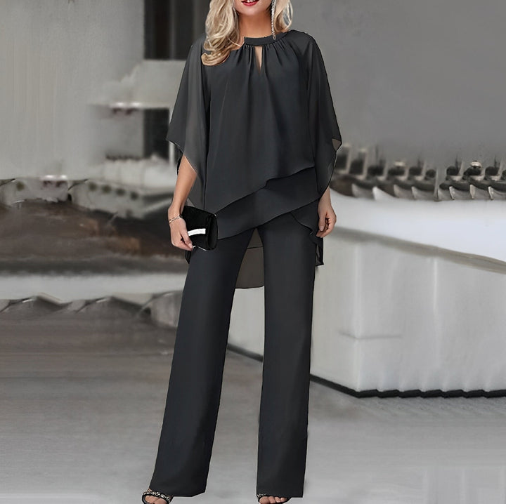 Dames Tweedelige Broekset - Chiffon Top met Wijde Broek