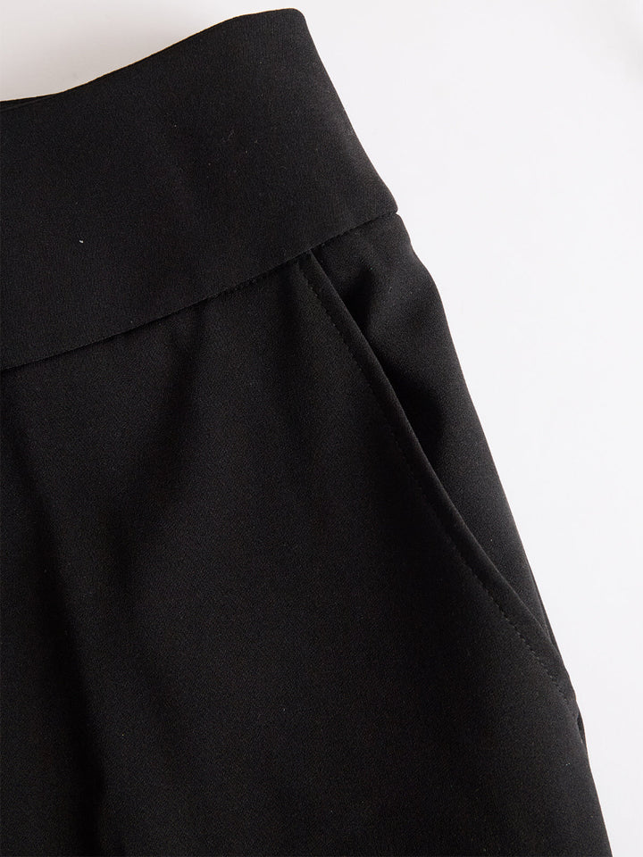 Dames Tweedelige Set - Blouse met Opstaande Kraag en Broek met Wijde Pijpen