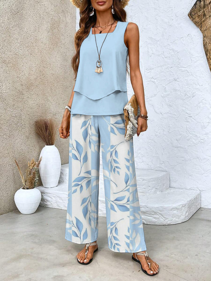 Dames Tweedelige Set - Tanktop en Broek met Wijde Pijpen