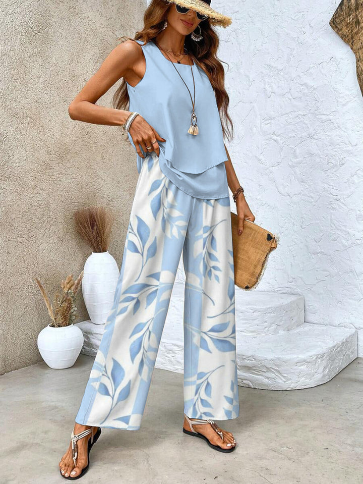 Dames Tweedelige Set - Tanktop en Broek met Wijde Pijpen