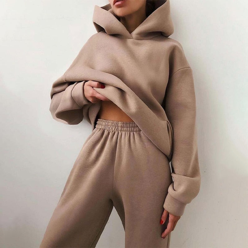 Dames Tweedelige Trainingspakset - Oversized Hoodie en Wijde Joggingbroek