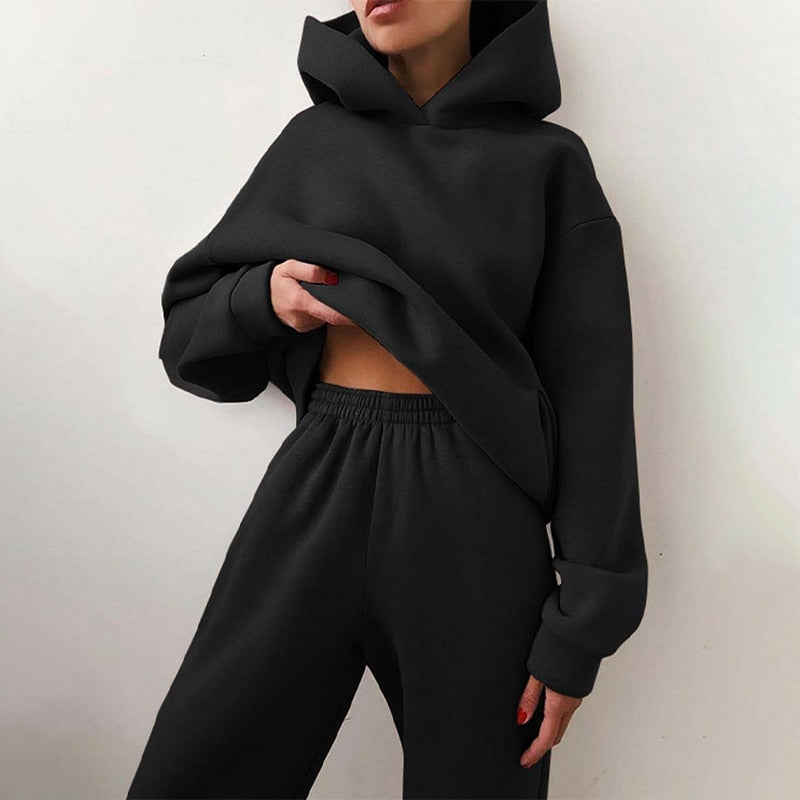 Dames Tweedelige Trainingspakset - Oversized Hoodie en Wijde Joggingbroek