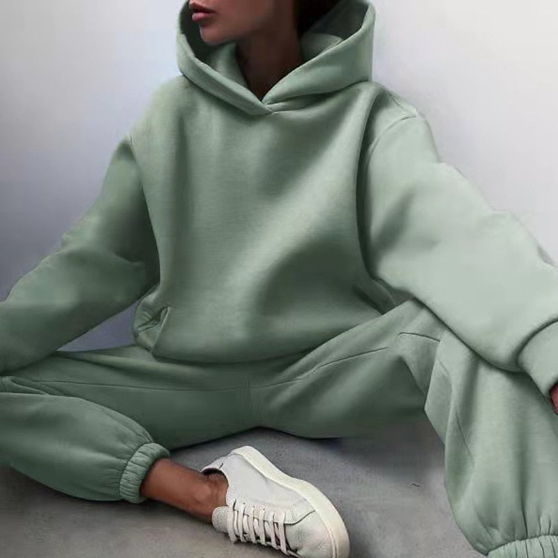 Dames Tweedelige Trainingspakset - Oversized Hoodie en Wijde Joggingbroek