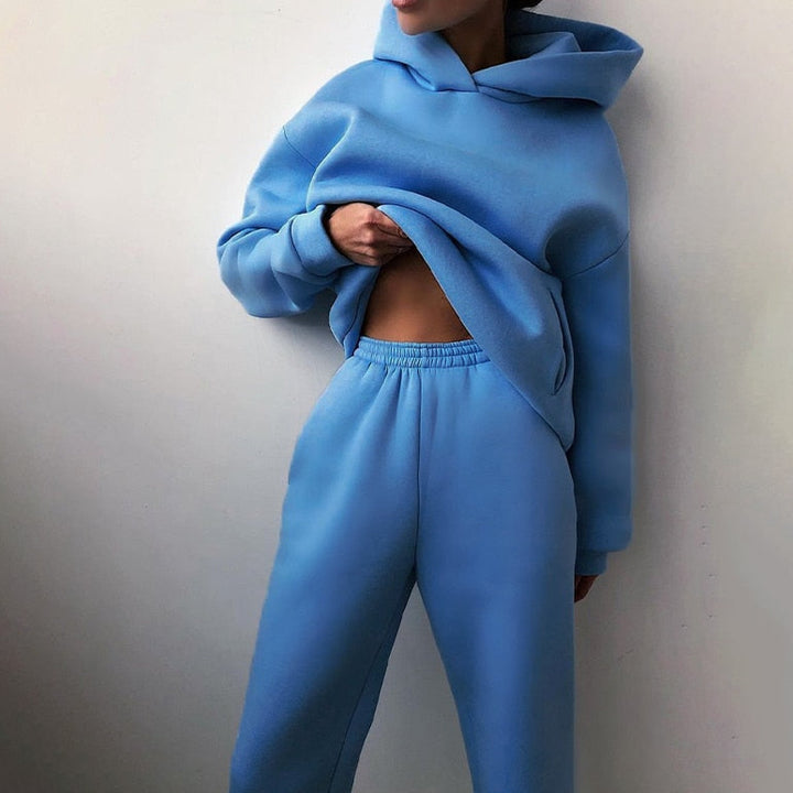 Dames Tweedelige Trainingspakset - Oversized Hoodie en Wijde Joggingbroek