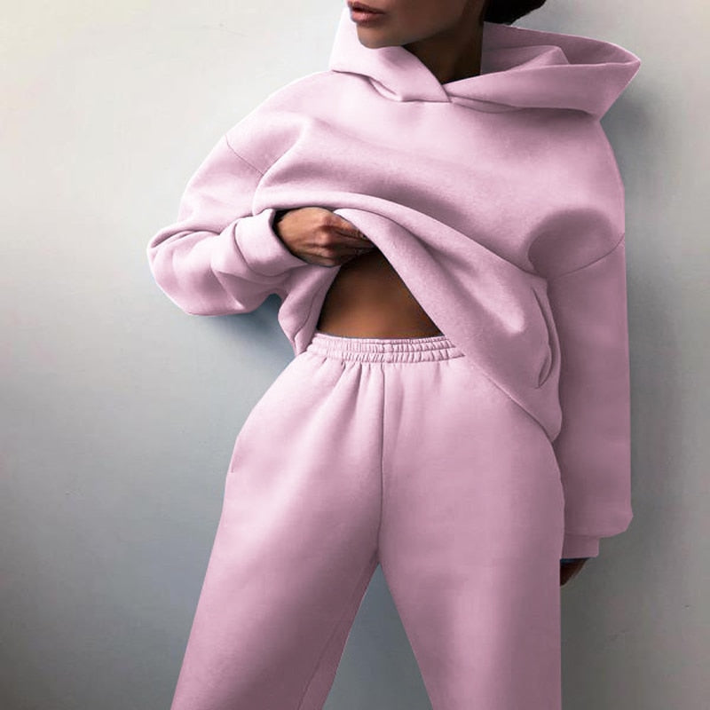 Dames Tweedelige Trainingspakset - Oversized Hoodie en Wijde Joggingbroek