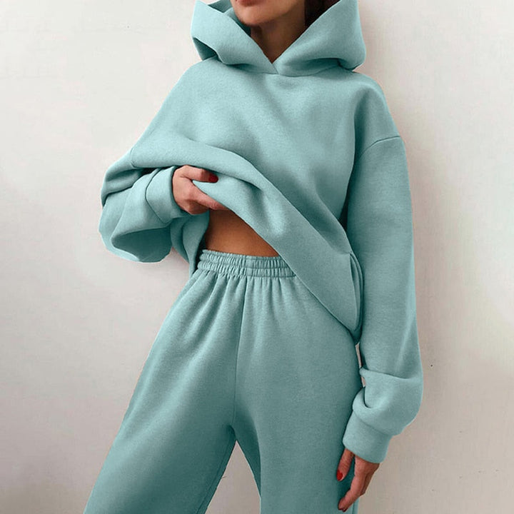 Dames Tweedelige Trainingspakset - Oversized Hoodie en Wijde Joggingbroek
