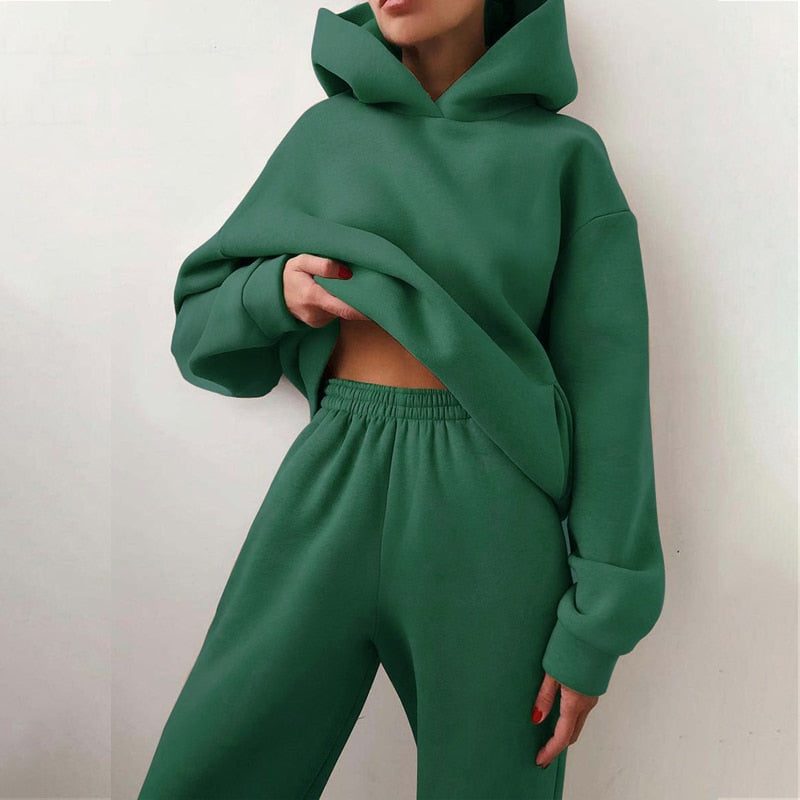 Dames Tweedelige Trainingspakset - Oversized Hoodie en Wijde Joggingbroek