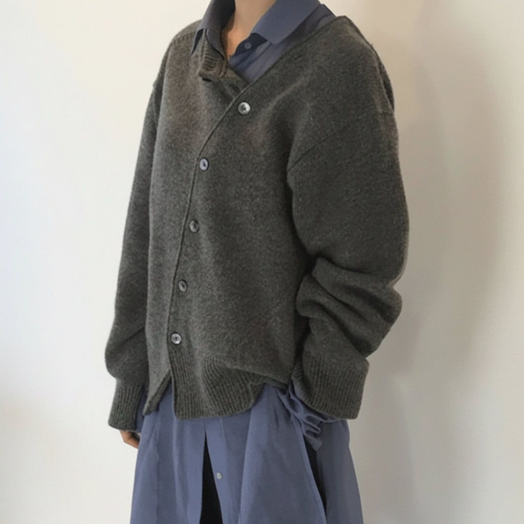 Dames Vest met Asymmetrische Knoopsluiting - Verlaagde Schouders