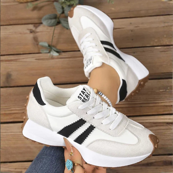 Dames Vetersneakers Laag Model - Gepaneeld Contrasterende Streep