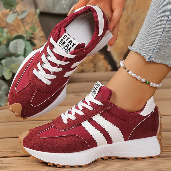 Dames Vetersneakers Laag Model - Gepaneeld Contrasterende Streep