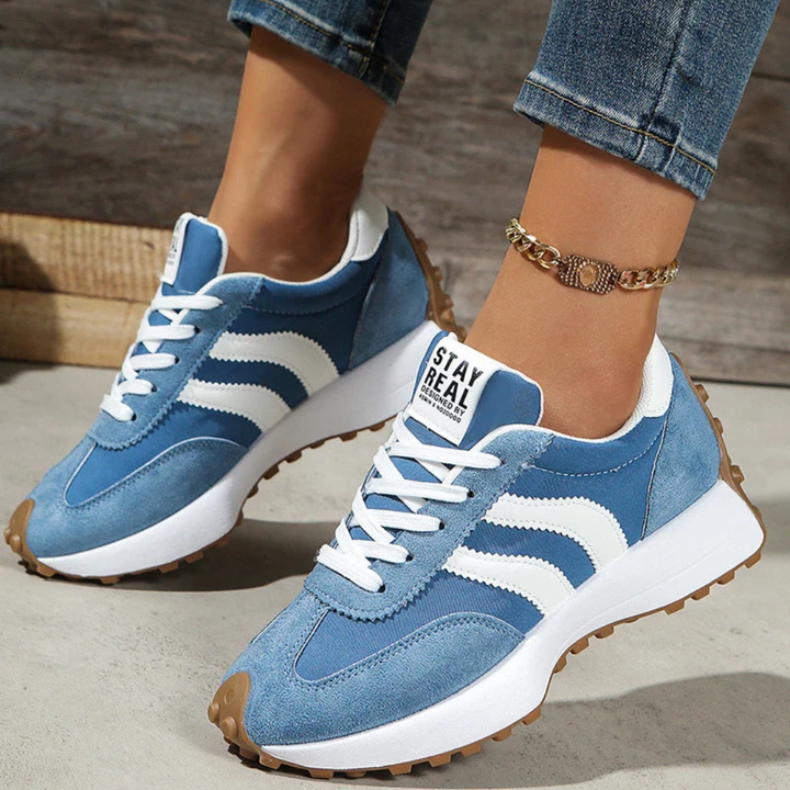 Dames Vetersneakers Laag Model - Gepaneeld Contrasterende Streep