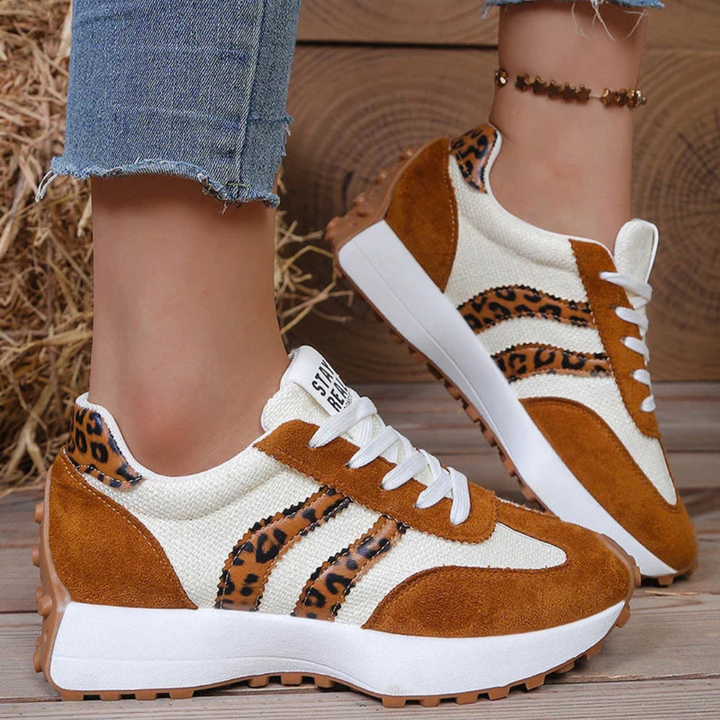 Dames Vetersneakers Laag Model - Gepaneeld Contrasterende Streep