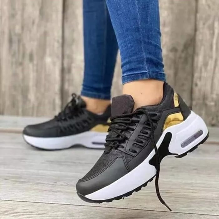 Dames Wedge Platform Sneakers - Vetersluiting en Chunky Zool