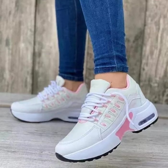 Dames Wedge Platform Sneakers - Vetersluiting en Chunky Zool