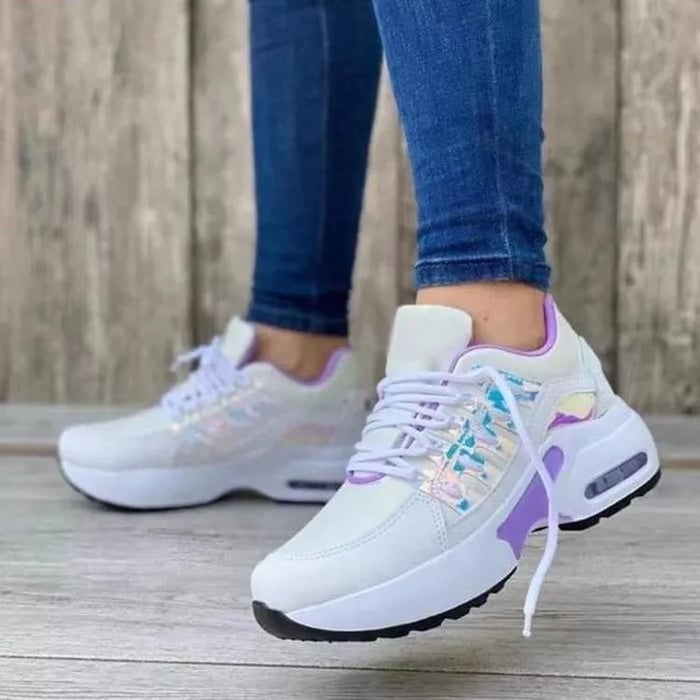 Dames Wedge Platform Sneakers - Vetersluiting en Chunky Zool