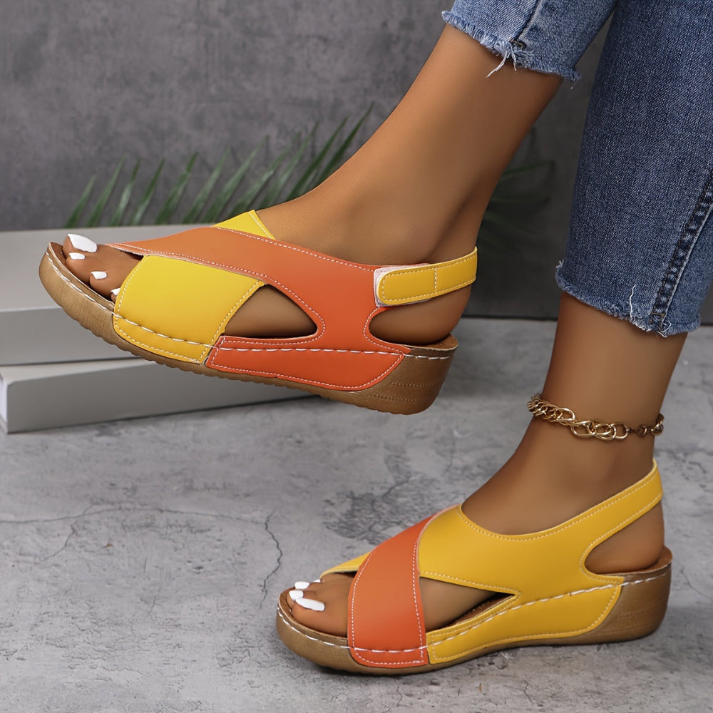 Dames Wedge Sandalen - Open Teen Slingback