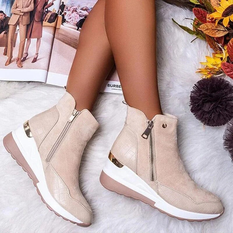Dames Wedge Sneakerlaarzen - Hoge Sneakers met Zijrits