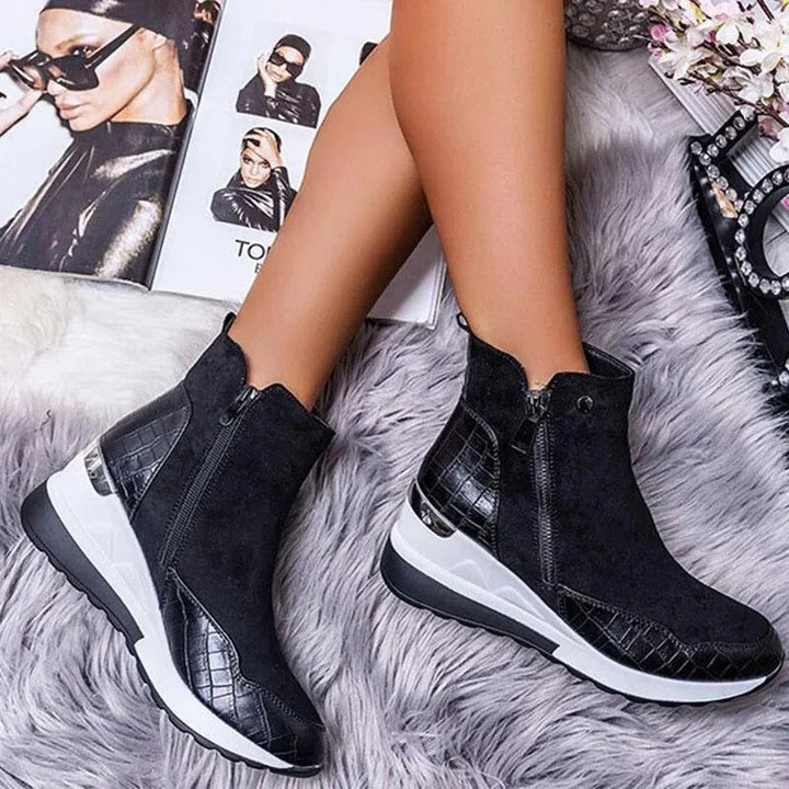 Dames Wedge Sneakerlaarzen - Hoge Sneakers met Zijrits