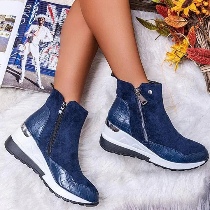 Dames Wedge Sneakerlaarzen - Hoge Sneakers met Zijrits