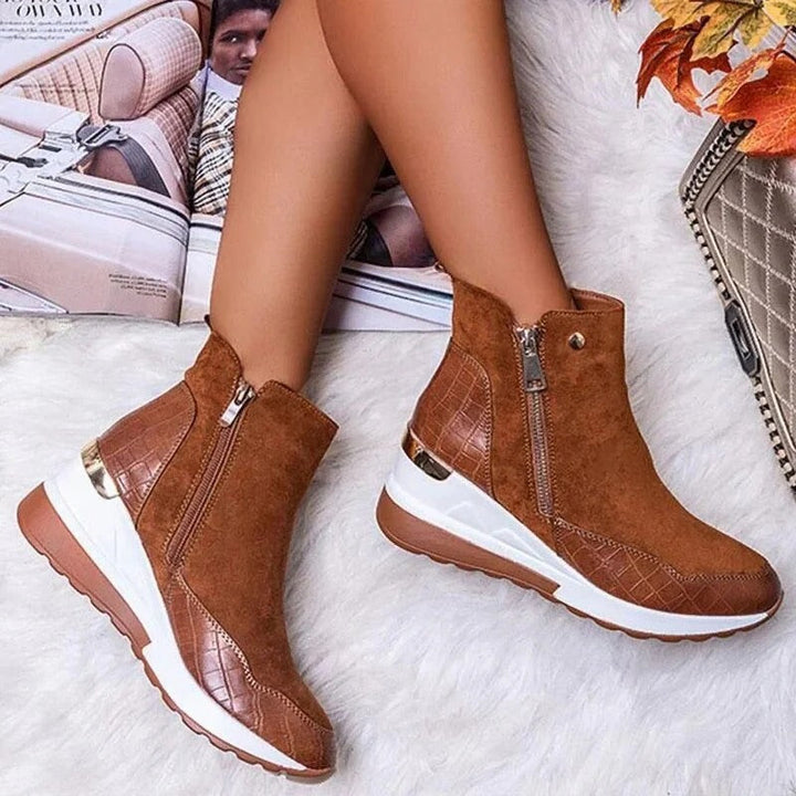 Dames Wedge Sneakerlaarzen - Hoge Sneakers met Zijrits