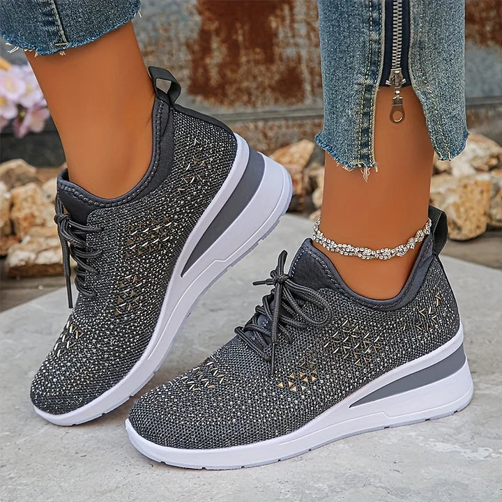 Dames Wedge Sneakers - Vetersluiting