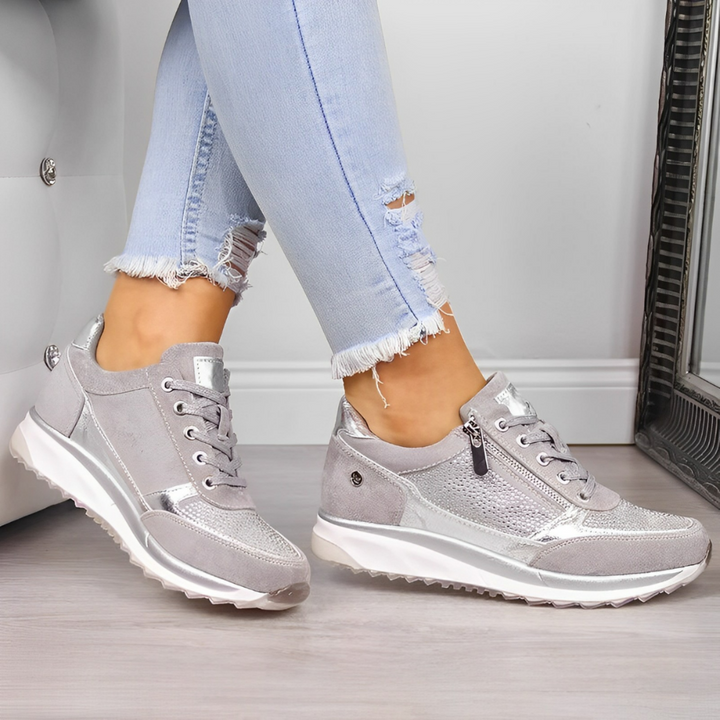 Dames Wedge Sneakers met Veters - Zijrits