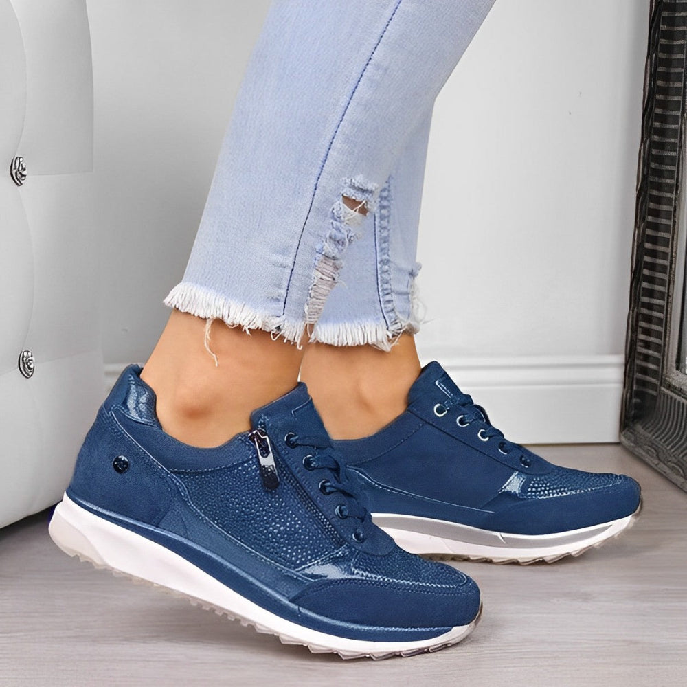 Dames Wedge Sneakers met Veters - Zijrits