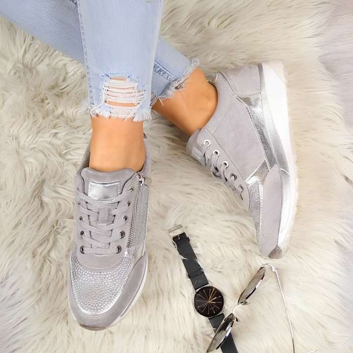 Dames Wedge Sneakers met Veters - Zijrits