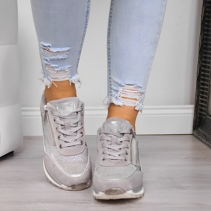 Dames Wedge Sneakers met Veters - Zijrits