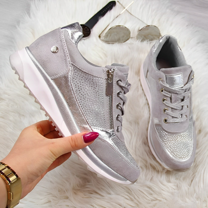 Dames Wedge Sneakers met Veters - Zijrits