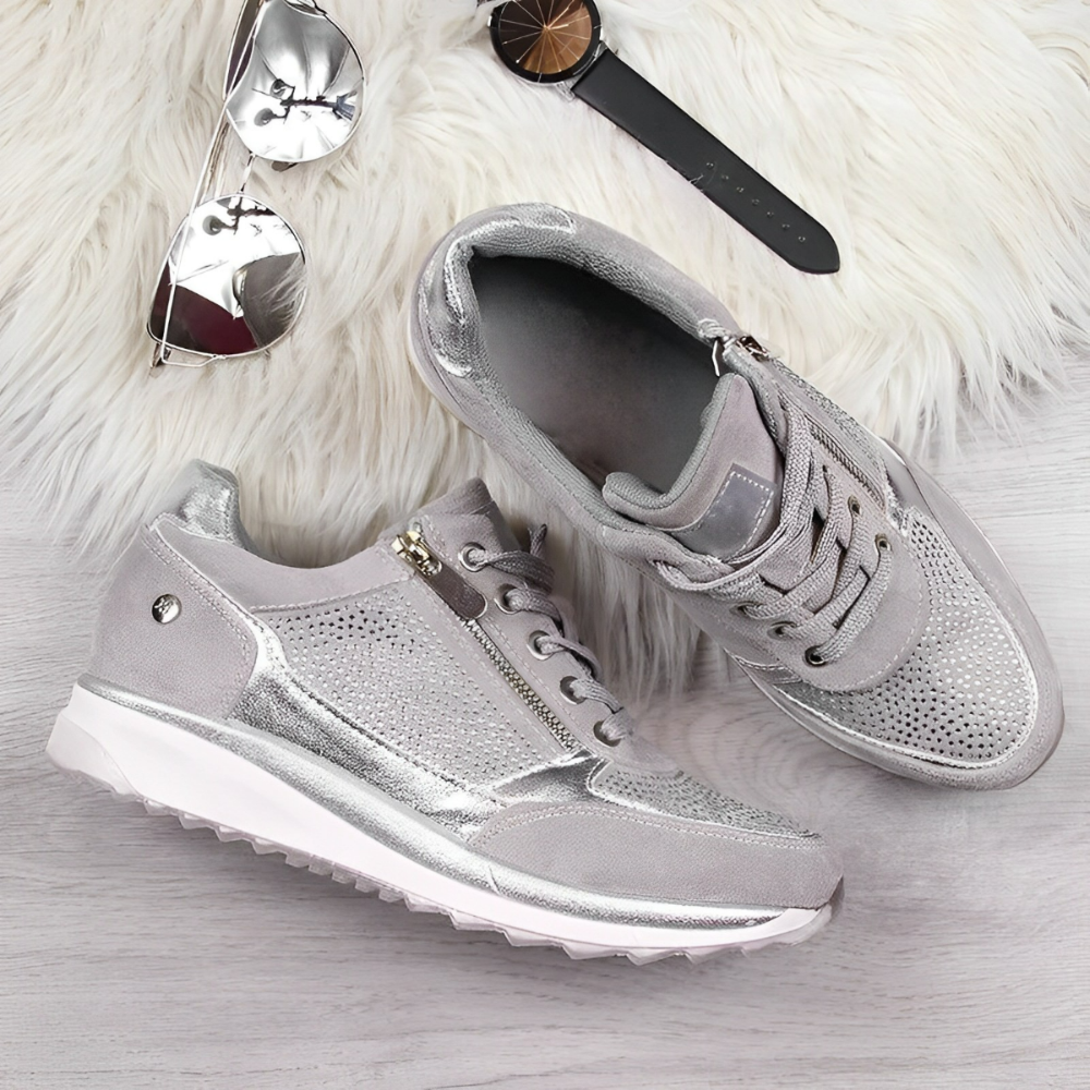 Dames Wedge Sneakers met Veters - Zijrits