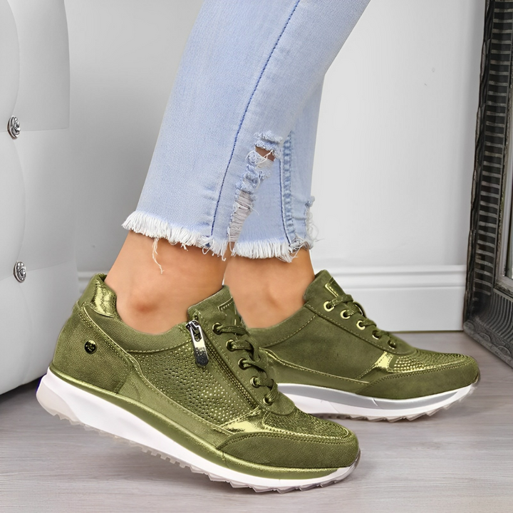 Dames Wedge Sneakers met Veters - Zijrits