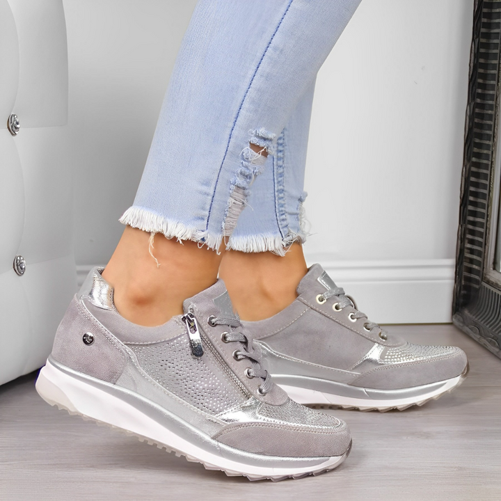 Dames Wedge Sneakers met Veters - Zijrits