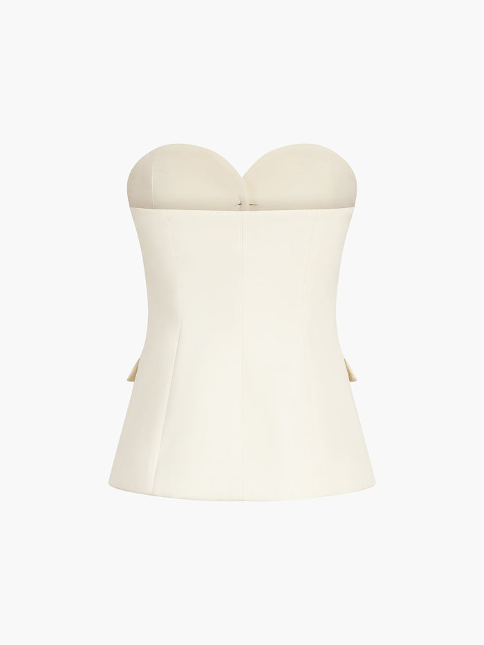 Damesset met Strapless Top en Broek - Knoopsluiting aan de Voorkant