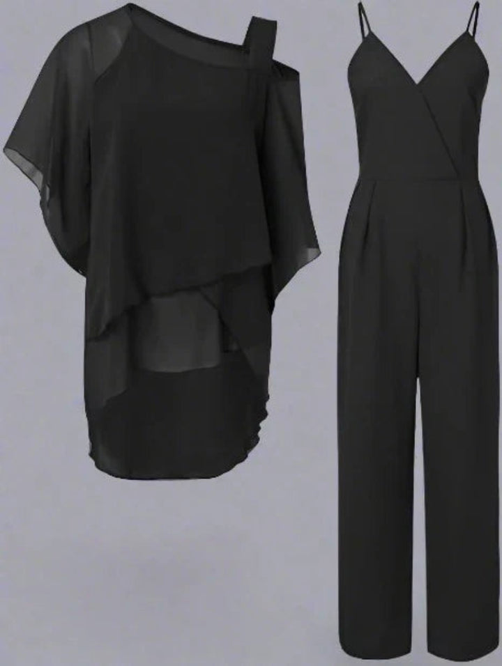 Elegante Asymmetrische Dames Set - Blouse en Jumpsuit