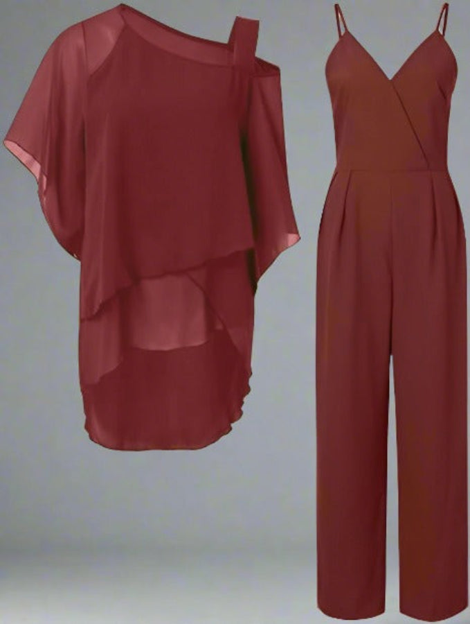 Elegante Asymmetrische Dames Set - Blouse en Jumpsuit