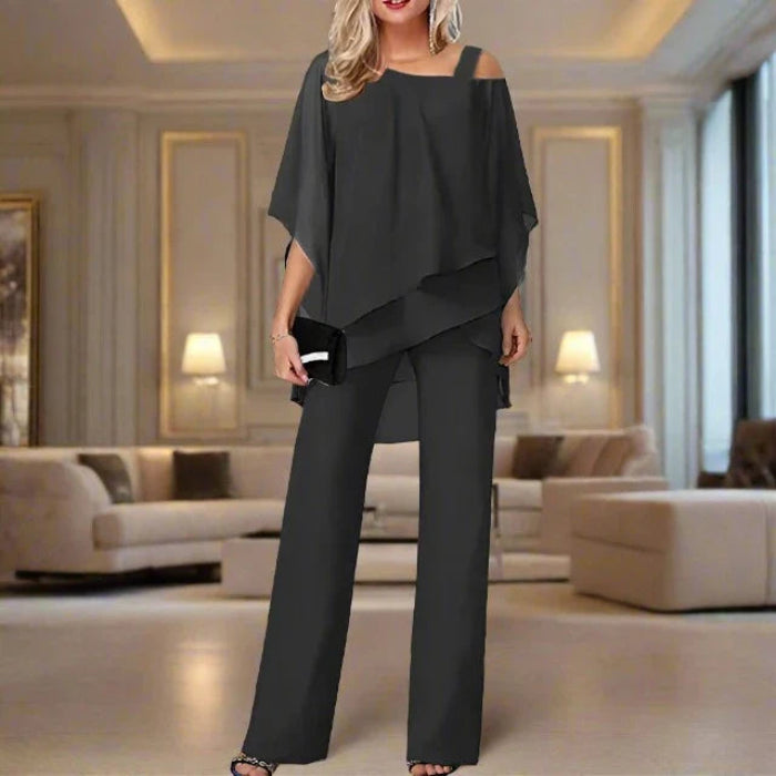 Elegante Asymmetrische Dames Set - Blouse en Jumpsuit