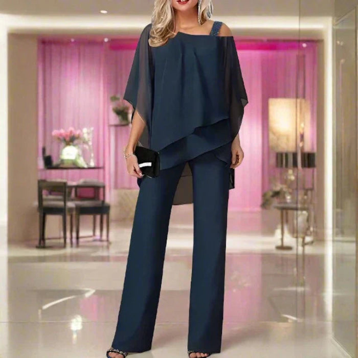 Elegante Asymmetrische Dames Set - Blouse en Jumpsuit