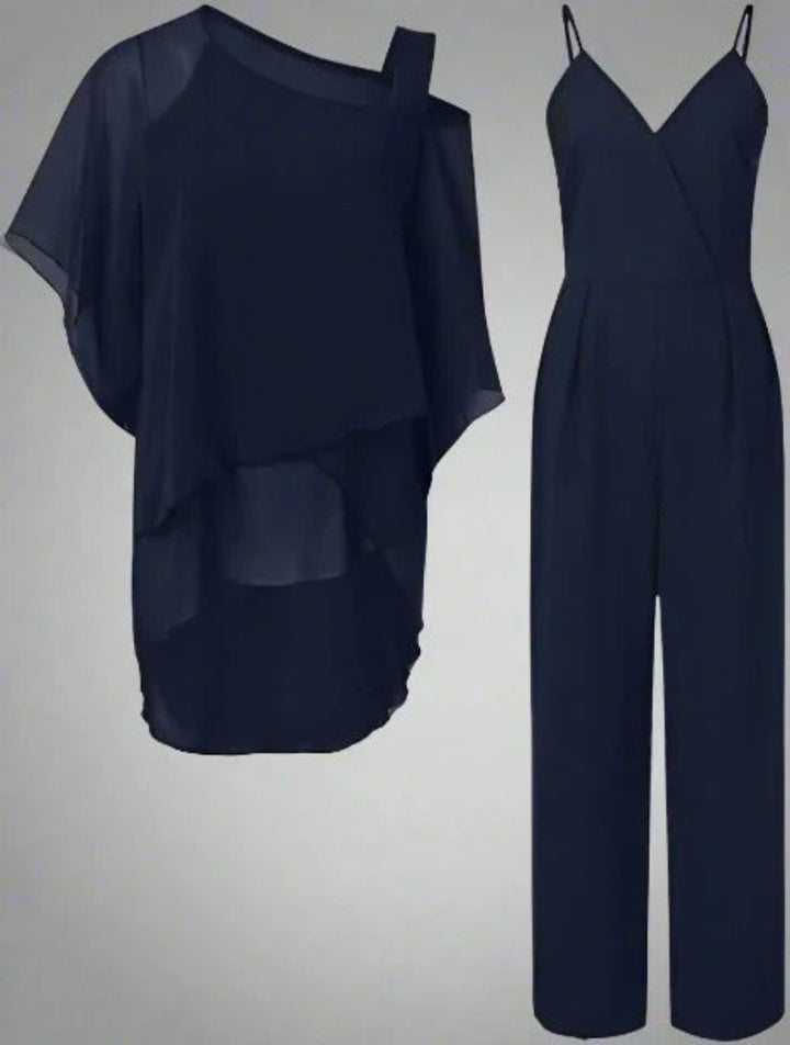 Elegante Asymmetrische Dames Set - Blouse en Jumpsuit