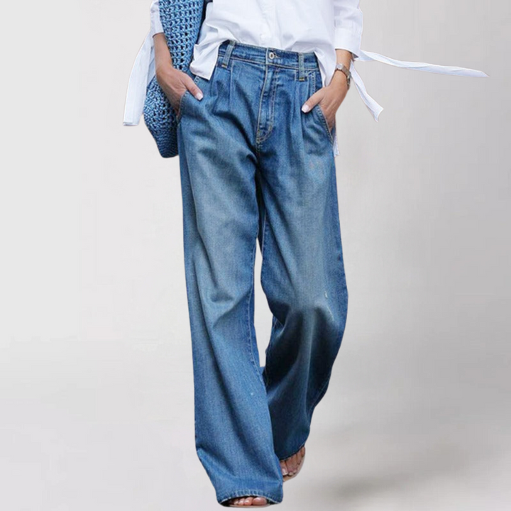 Elegante Dames Jeans - Wijde Pijpen en Hoge Taille