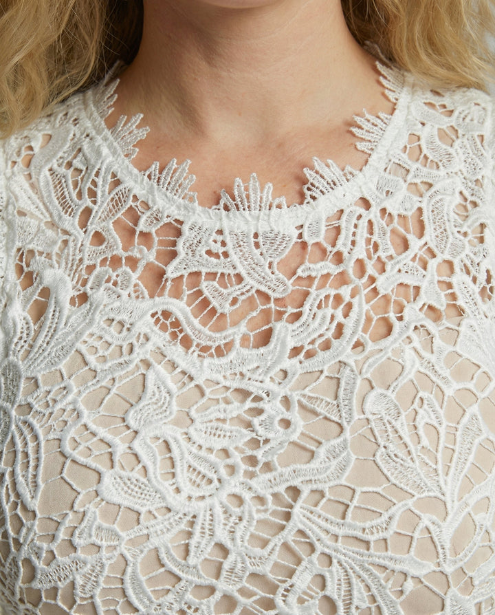 Elegante Dames Jurk met kanten Top en Vloeiende Rok - Maxi