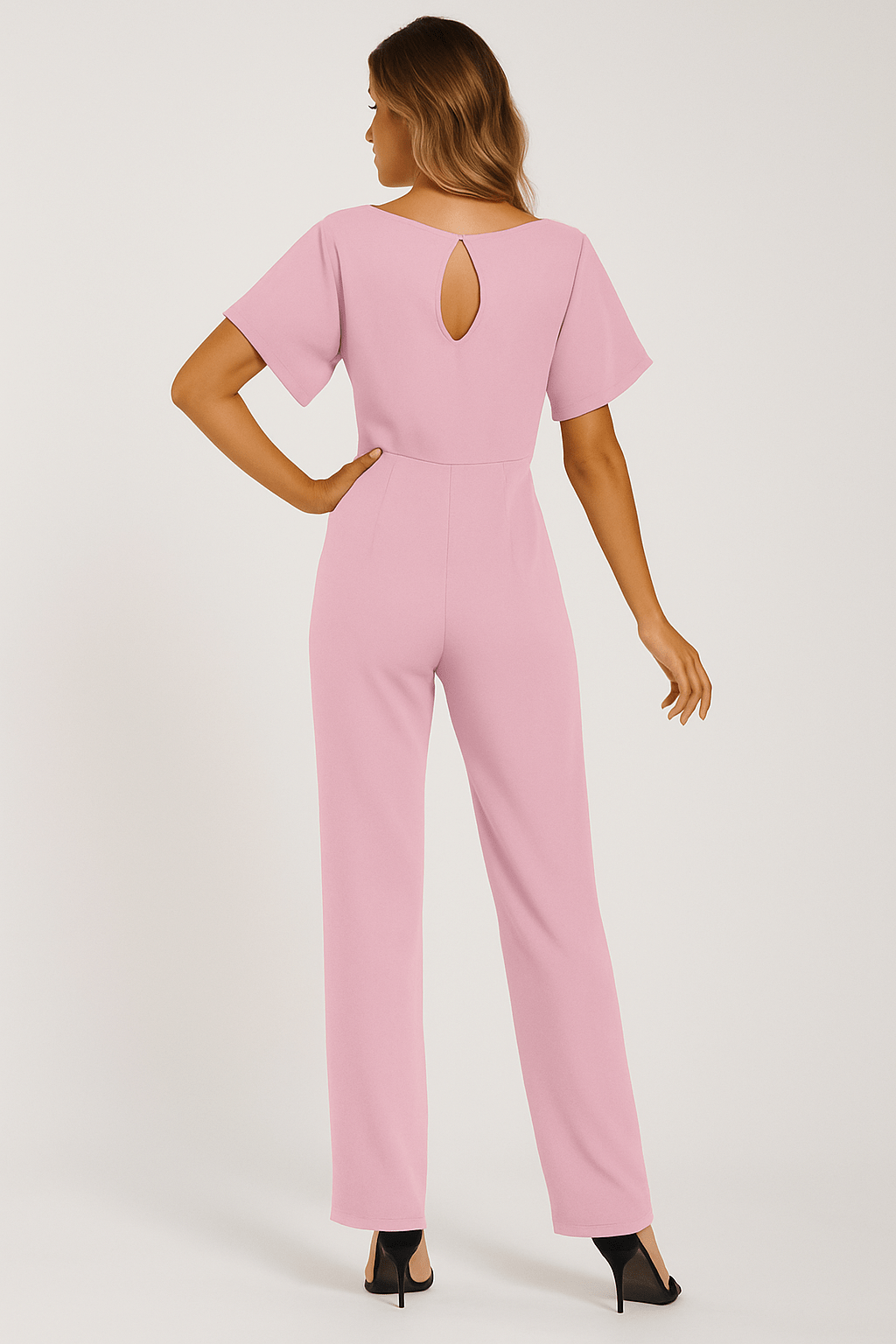 Elegante Stijlvolle Dames Jumpsuit met Korte Mouwen en Ceintuur
