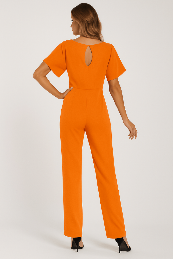 Elegante Stijlvolle Dames Jumpsuit met Korte Mouwen en Ceintuur