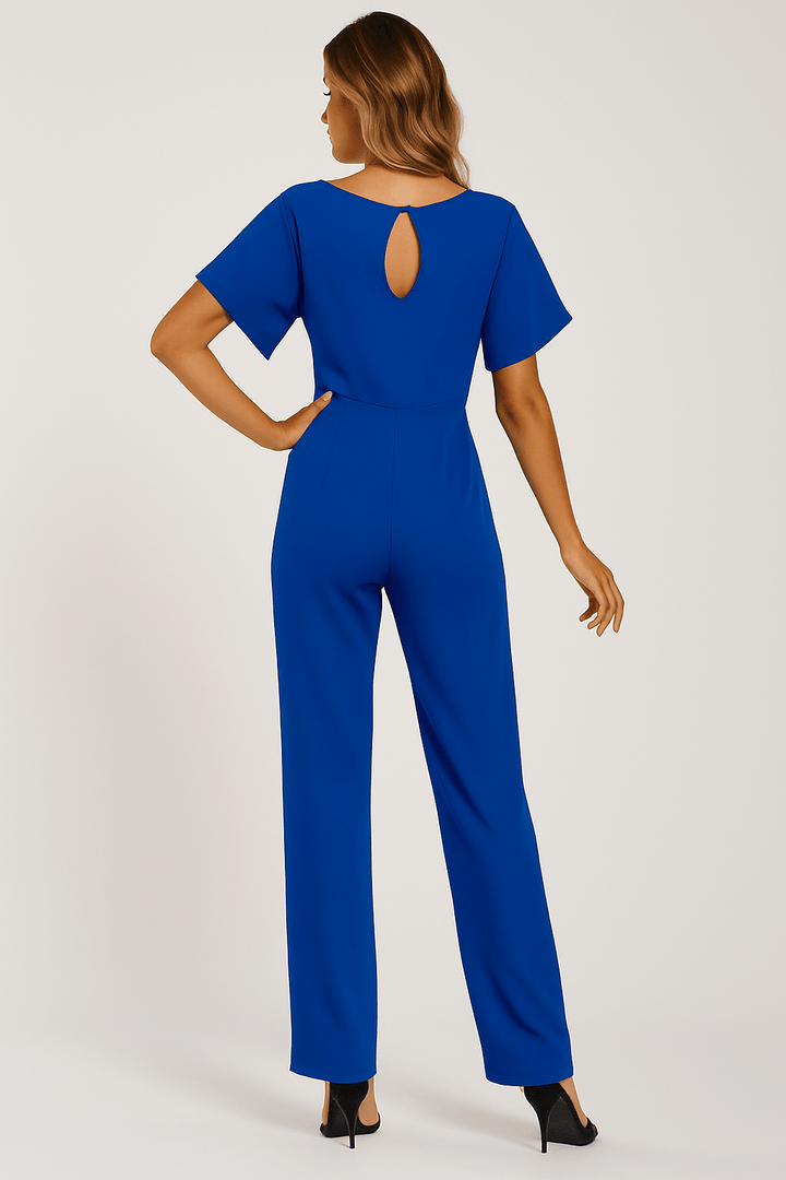 Elegante Stijlvolle Dames Jumpsuit met Korte Mouwen en Ceintuur